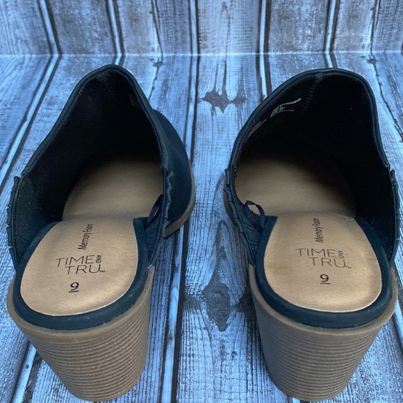 NWOT Time & Tru Black Memory Foam Backless Clog Heels Size 9 - Picture 8 of 12